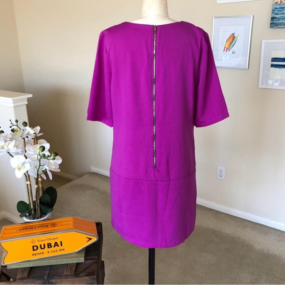 PIM + LARKIN magenta drop waist shift dress